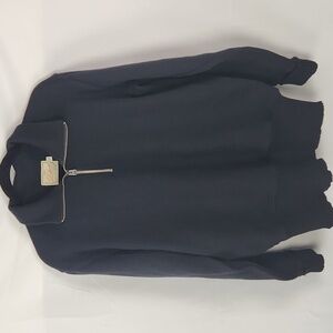 Dehen 1920 1/4 Zip Moto Jersey Sweater Men Large Black Wool Layering Heritage